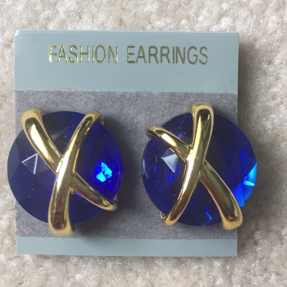 Vintage blue and gold earrings